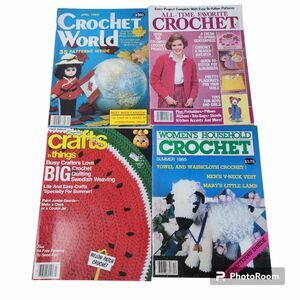 Lot of 4 Vintage 80s Crochet Magazines Various Titles & Projects 1985-1987
